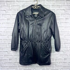 |•WILSONS LEATHER•| Thigh Length Drawstring Zip Out Thinsulate Leather Jacket S